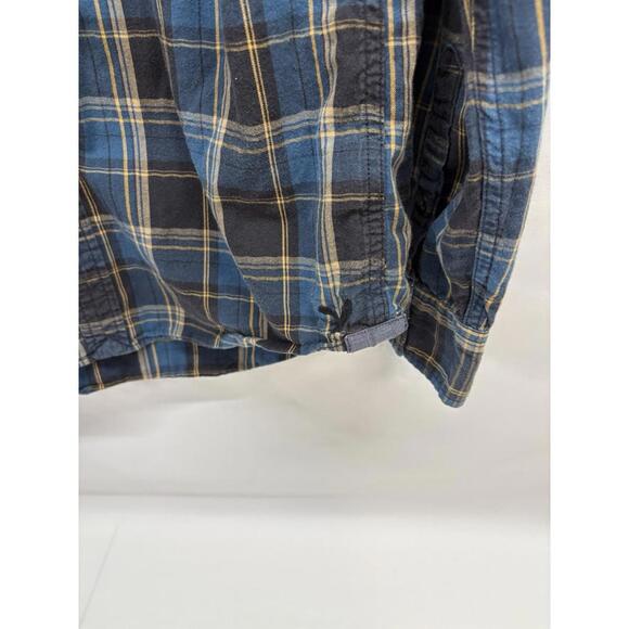 American Eagle Men’s Blu Plaid Snap Button Long Sleeve Shirt With Pockets Size M - Picture 6 of 9